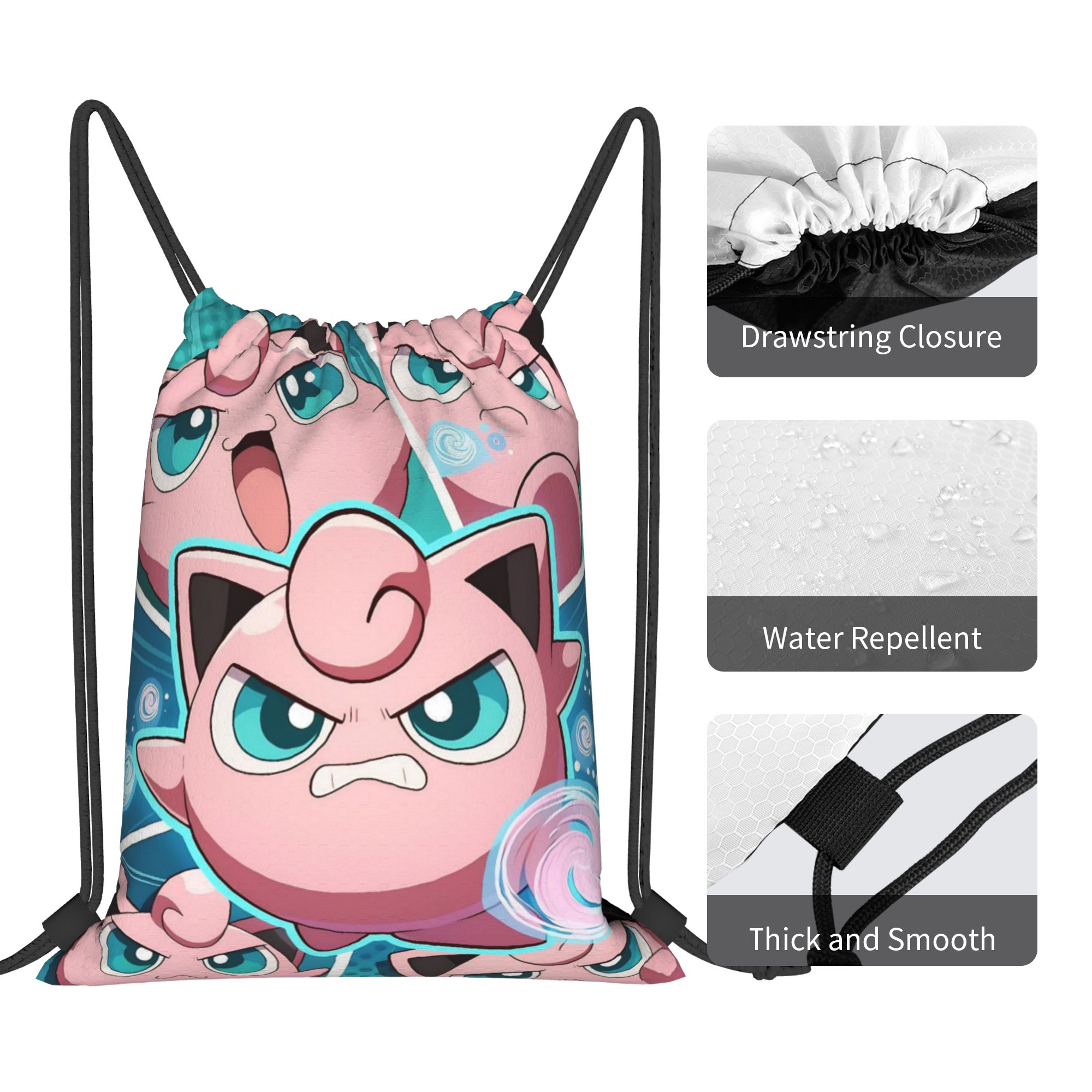Jigglypuffs Pink Kawaii Drawst - Outdoor Sport Backpack review and price